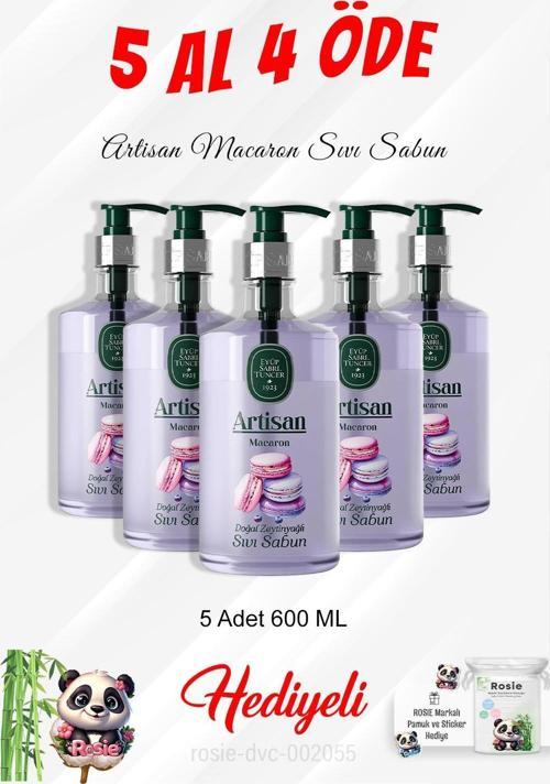 Artisan 600 ML Macaron Sıvı Sabun 5 Al 4 Öde ve Rosie Pamuk