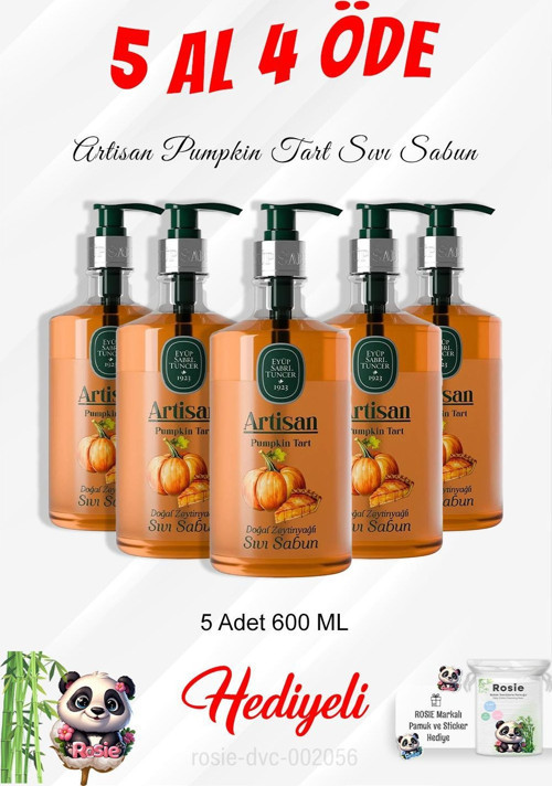 Artisan 600 ML Pumpkin Tart Sıvı Sabun 5 Al 4 Öde ve Rosie Pamuk