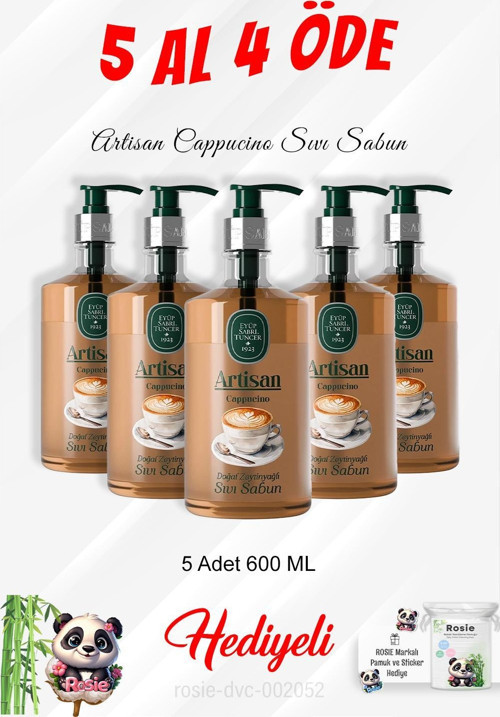 Artisan Cappucino Sıvı Sabun 600 ML 5 Al 4 Öde ve Rosie Pamuk