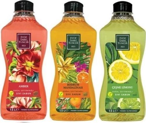 Doğal Zeytinyağlı Sıvı Sabun Amber, Çeşme Limonu, Bodrum Mandalinası 1500 ML