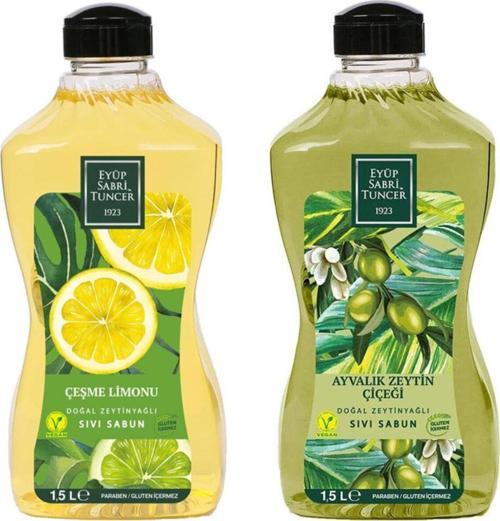 Doğal Zeytinyağlı Sıvı Sabun Çeşme Limonu ve Ayvalık Zeytin Çiçeği Sıvı Sabun 1500 ml