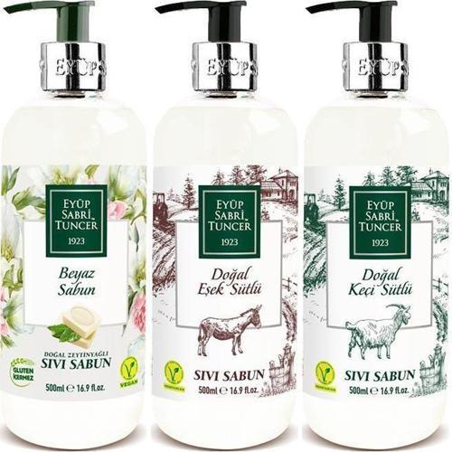 Düvenci Toptan Sıvı Sabun 500 ml 3' lü Model 16 (Eşek Sütü, Keçi Sütü ve Beyaz Sabun)