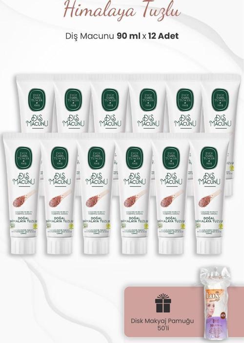 Himalaya Tuzlu Diş Macunu 90 ml x 12 Adet ve Disk Pamuk 50'li