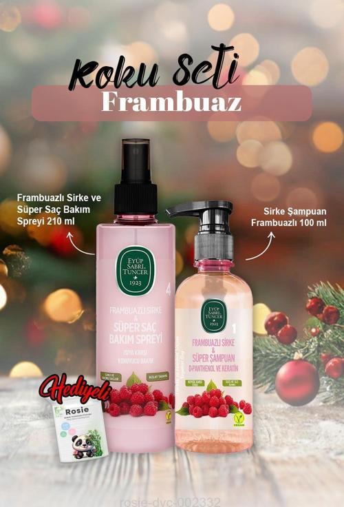 Frambuazlı Şampuan 100 ml, Bakım Spreyi 210 ml ve Rosie Hediye