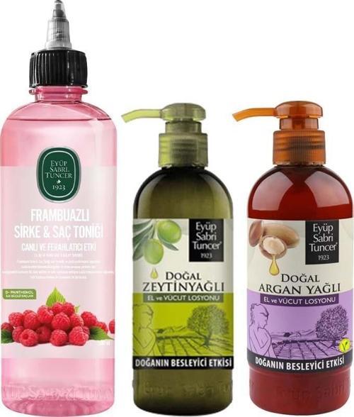 Frambuazlı Sirke & Saç Toniği 500 ml, Zeytinyağlı Vücut Losyonu Ve Argan Yağlı Vücut Losyonu