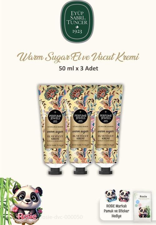 Pj El Ve Vücut Kremi 3'lü Warm Sugar 50 ml Tüp ve ROSIE Pamuk