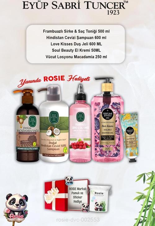 Hindistan Cevizi Şampuan, Love Kisses Duş Jeli, Frambuaz Tonik, Soul Beauty Krem, Macadamia Losyon ve Rosie