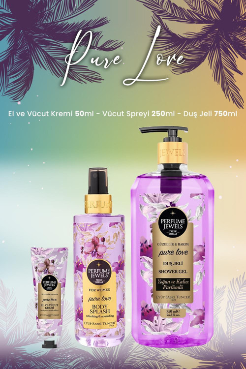 Pure Love Vücut Spreyi 250 ml, Duş Jeli 750 ml ve Krem 50 ml