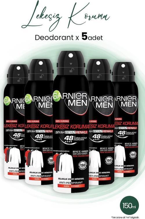 Men 48H Lekesiz Koruma Erkek Deodorant 150 ml x 5 Adet