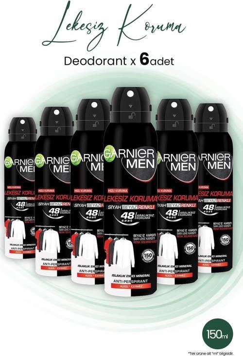 Men 48H Lekesiz Koruma Erkek Deodorant 150 ml x 6 Adet