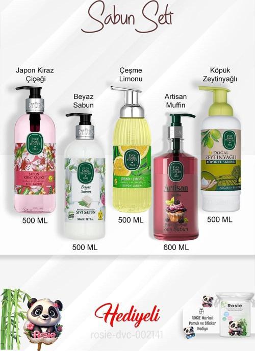 Sabun Paket Artisan Muffin, Çeşme Limonu, Beyaz Sabun, Japon Kiraz Çiçeği, Zeytinyağlı ve Rosie