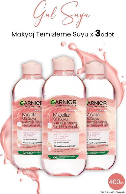 Micellar Gül Suyu Kusursuz Makyaj Temizleme 400 ml x 3 Adet
