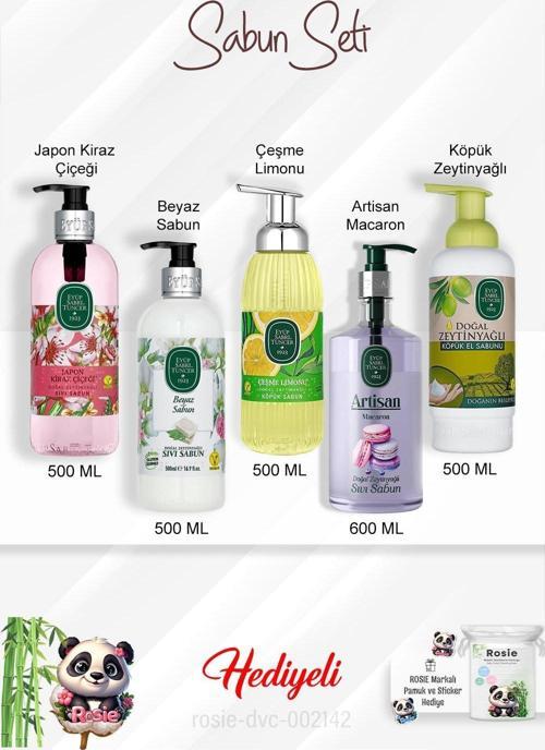 Sabun Paket Çeşme Limonu, Artisan Macaron, Beyaz Sabun, Japon Kiraz Çiçeği, Zeytinyağlı ve Rosie