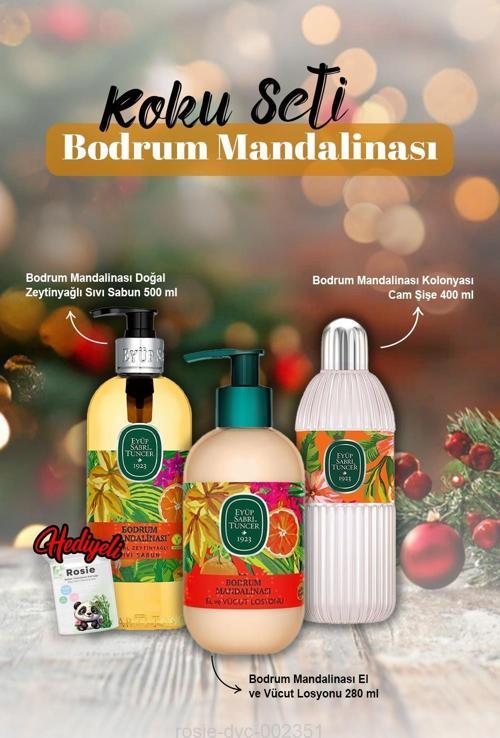 Losyon 280 ml, Sıvı Sabun 500 ml, Kolonya 400 ml Bodrum Mandalina ve Rosie Hediye