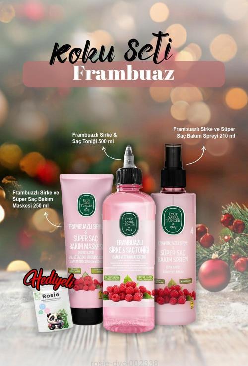 Saç Bakım Maskesi 250 ml, Tonik 500 ml, Sprey 210 ml Frambuazlı ve Rosie Hediye