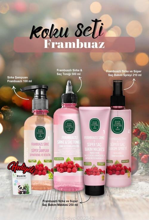 Saç Bakım Spreyi 210, Şampuan 100 ml, Tonik 500 ml, Maske 250 ml Frambuaz ve Rosie Hediye