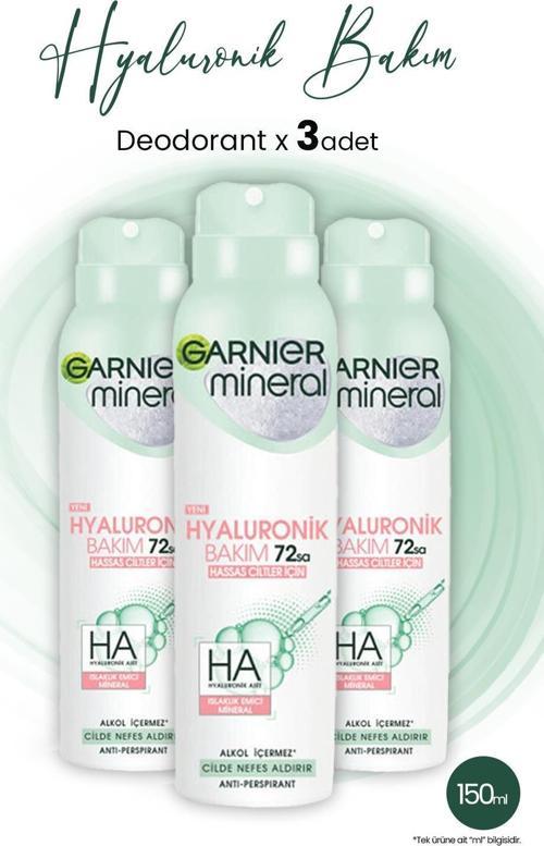 Mineral Hyaluronik Bakım 72H Sprey Deodorant 150 ml x 3 Adet