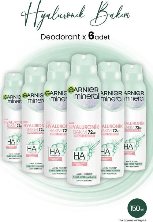 Mineral Hyaluronik Bakım 72H Sprey Deodorant 150 ml x 6 Adet