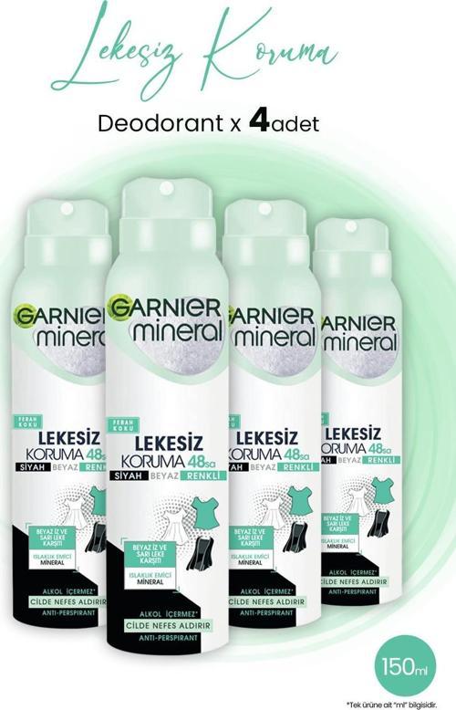 Mineral Lekesiz Koruma Ferah Sprey Deodorant 150 ML x 4 Adet