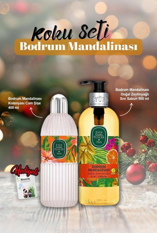 Sıvı Sabun 500 ml, Cam Şişe Kolonya 400 ml Bodrum Mandalina ve Rosie Hediye