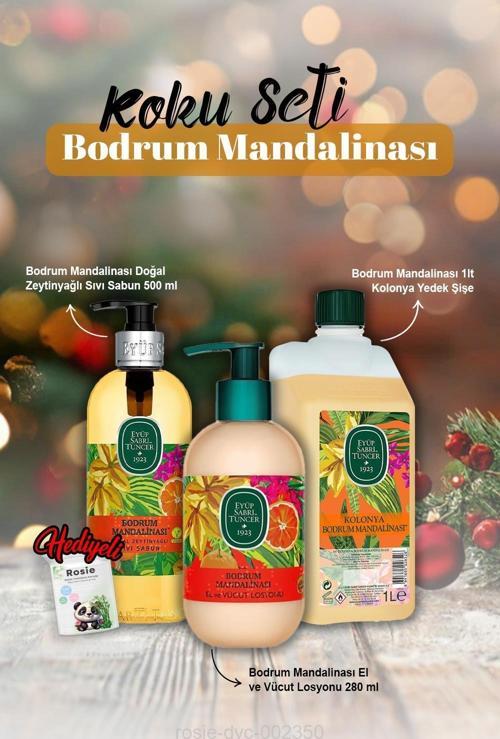 Sıvı Sabun 500 ml, Losyon 280 ml, 1 lt Kolonya Bodrum Mandalinası ve Rosie Hediye