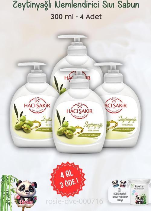 4 AL 3 ÖDE Hacı Şakir Zeytinyağlı Nemlendirici Sıvı Sabun 300 ml ve ROSIE