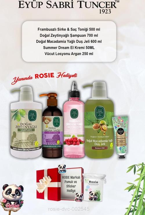 Summer Dream Krem, Zeytinyağlı Şampuan, Macadamia Duş Jeli, Argan Losyon, Frambuaz Tonik ve Rosie