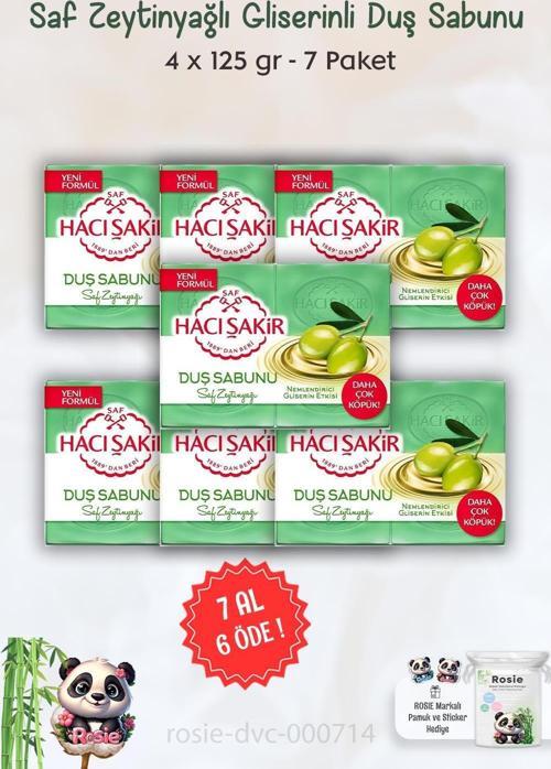 7 AL 6 ÖDE Hacı Şakir Saf Zeytinyağlı Gliserinli Duş Sabunu 4 x 125 gr ve ROSIE