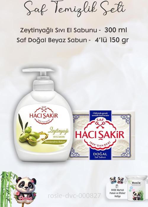 Zeytinyağlı  Sıvı Sabun 300 ml,  Saf Doğal Sabun 4 x 150 gr ve ROSIE