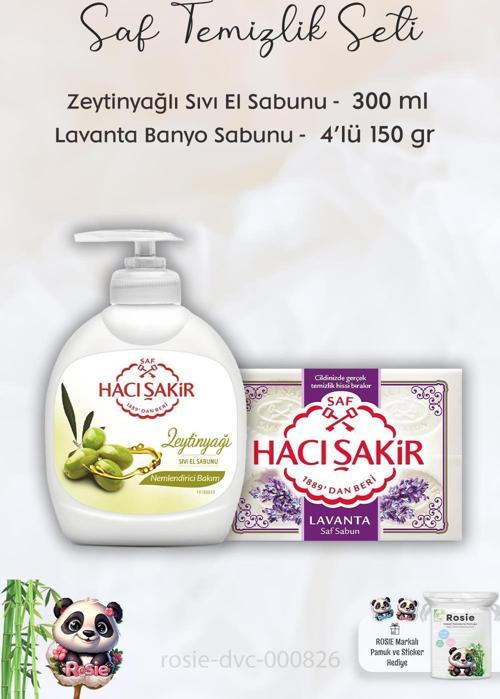 Zeytinyağlı  Sıvı Sabun 300 ml, Lavanta Kokulu Banyo Sabunu 4 x 150 gr ve ROSIE