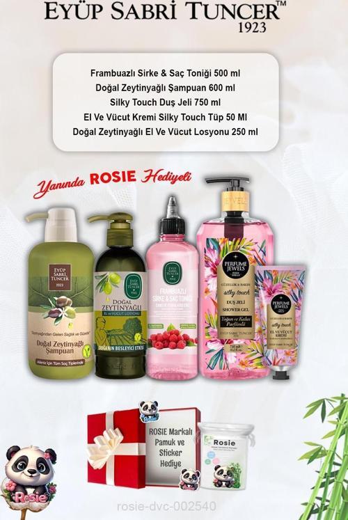 Zeytinyağlı Şampuan ve Losyon, Silky Touch duş jeli ve kremi, Frambuazlı Tonik ve Rosie