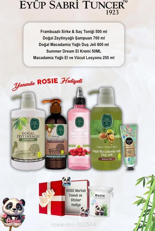 Zeytinyağlı Şampuan, Macadamia Duş Jeli ve Losyon, Summer Dream Krem, Frambuaz Tonik ve Rosie
