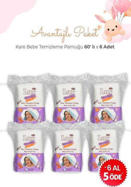 6 Al 5 Öde Kare Bebe Temizleme Pamuğu 60' lı