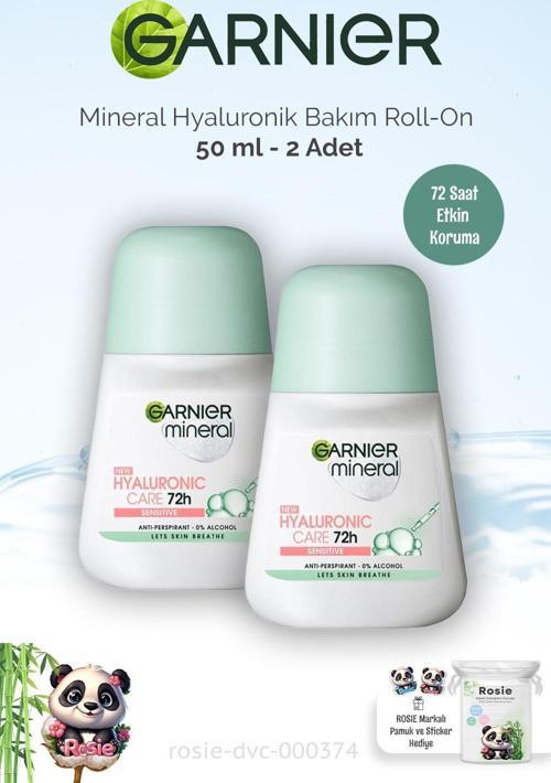 2 Adet Garnier Mineral Hyaluronik Bakım 72H Roll-On 50 ml ve ROSIE