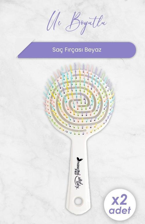 Üç Boyutlu Saç Fırçası Beyaz x 2 Adet