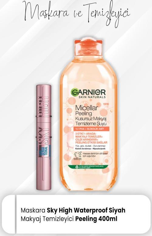 Maybelline Lash Sensational Sky High Waterproof Siyah ve Micellar Temizleme Peeling 400 ml
