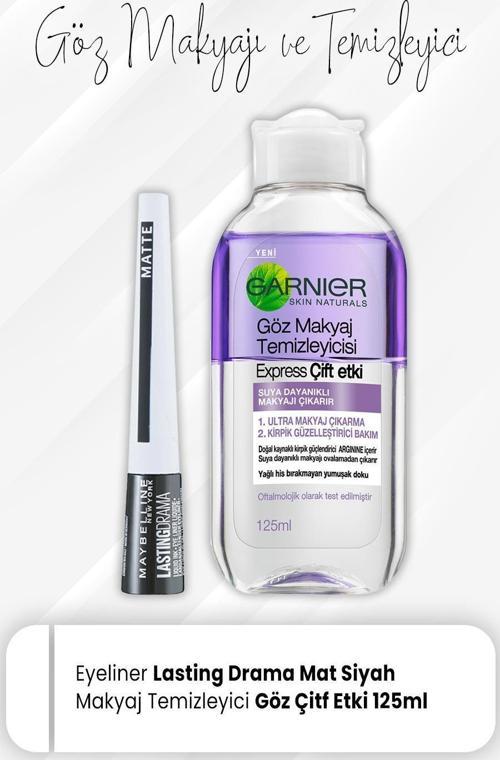 Maybelline Lasting Drama Mat Siyah Eyeliner ve Express Göz Makyaj Temizleyici 125 ml