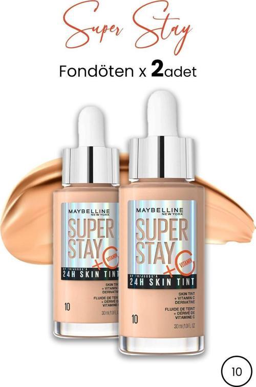 Maybelline Super Stay 24H Skin Tint Fondöten 10 30 ml  x 2 Adet
