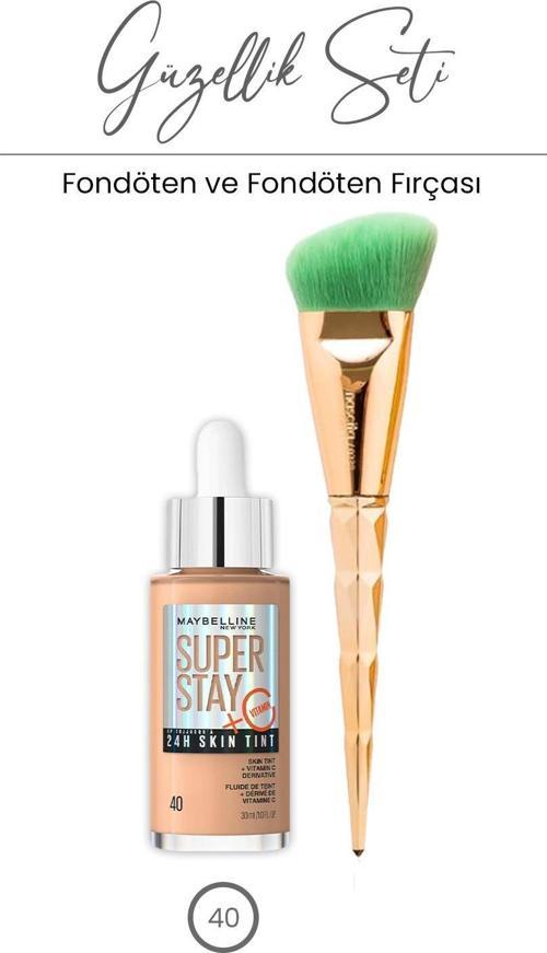 Maybelline Super Stay 24H Skin Tint Fondöten 30 ml - 40 ve Açılı Fondöten Fırçası