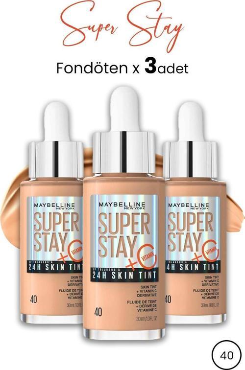 Maybelline Super Stay 24H Skin Tint Fondöten 40 30 ml  x 3 Adet
