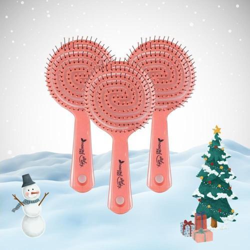 Yılbaşı Paketi Üç Boyutlu Oval Saç Fırçası Pembe x 3