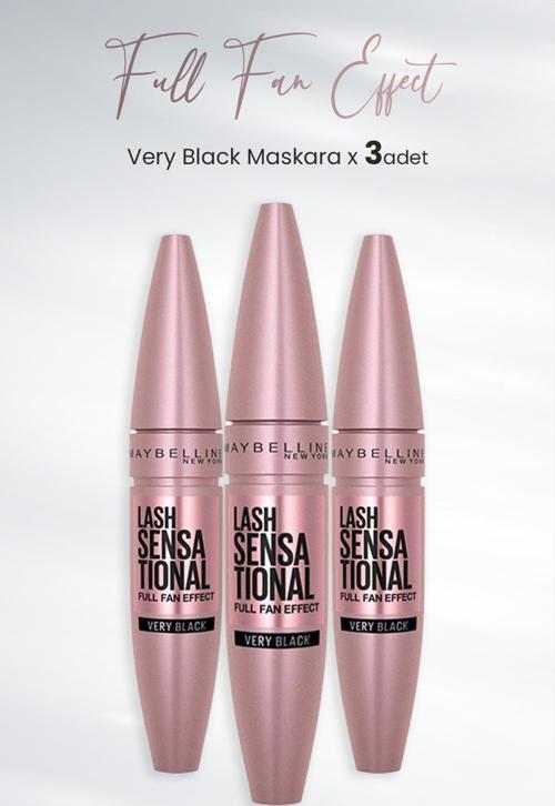 Maskara Full Fan Effect Very Black x 3 Adet