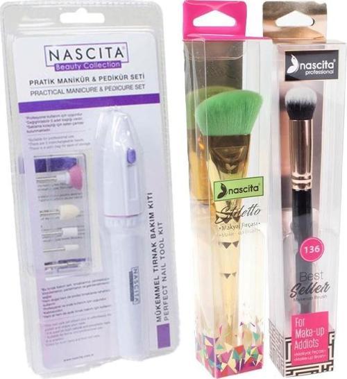 Oval Yapılı Kapatıcı Fırçası, Fondöten Fırçası ve Manikür & Pedikür Seti