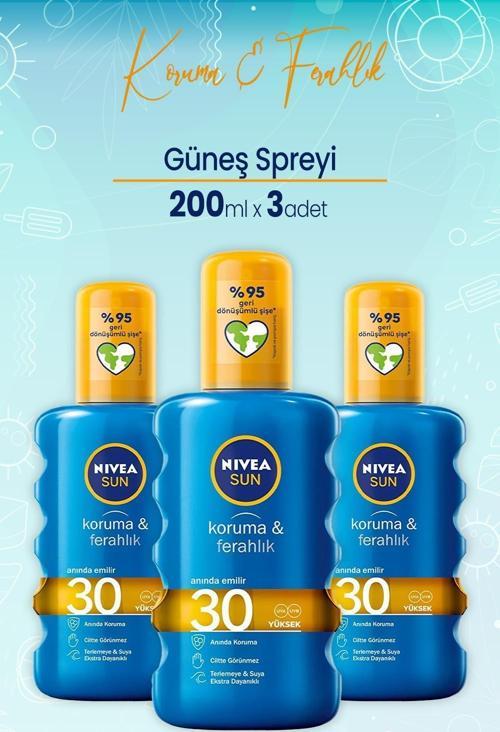 Sun Güneş Spreyi 200 ml Koruma & Ferahlık 30 Gfk x 6 Adet