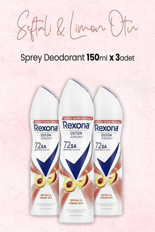 Kadın Sprey Deodorant Şeftali ve Limon Otu 150 ml x 3 Adet