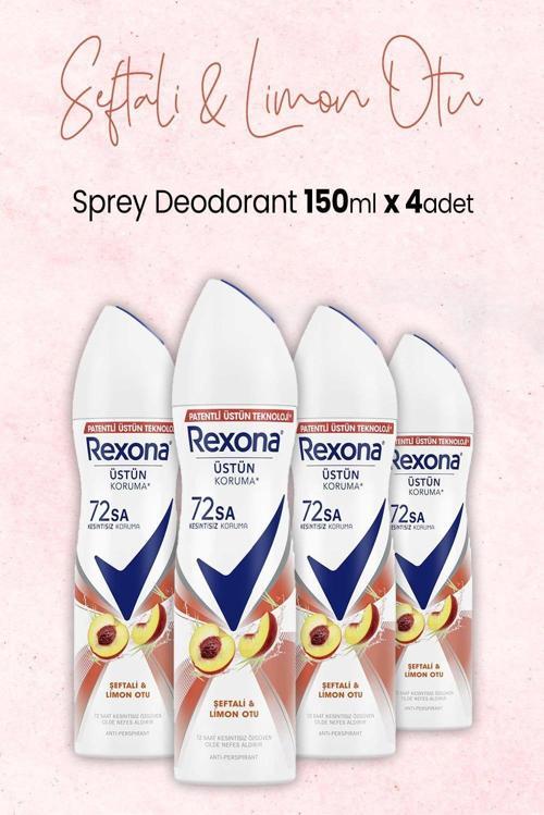 Kadın Sprey Deodorant Şeftali ve Limon Otu 150 ml x 4 Adet