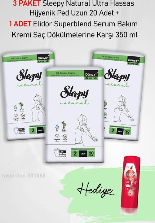 Natural Ultra Hassas Hijyenik Ped Uzun 20 Adet X3 ve Elidor Superblend Serum Bakım Kremi Brezilya Keratin Terapis