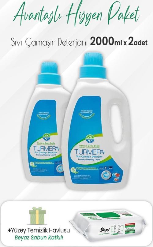 Sıvı Çamaşır Deterjanı 2 lt x 2 Adet ve Easy Clean Yüzey Temizlik 100' lü