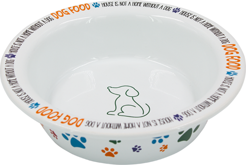 Renkli Seramik Köpek Mama ve Su Kabı Patili Beyaz 520 ml