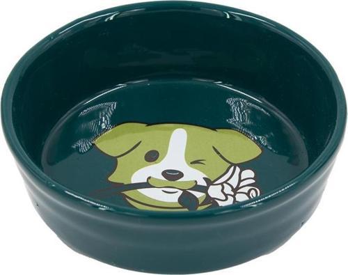 Renkli Seramik Köpek Mama ve Su Kabı Yeşil 400 ml